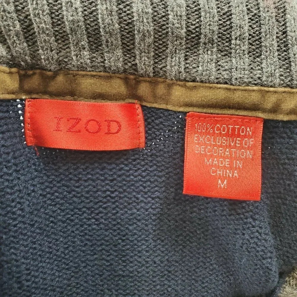 IZOD Men's Classic-Fit Marled Button-Neck Navy Blue Sweater Size Medium - Picture 6 of 10